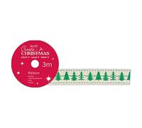 Create Christmas Cotton Christmas Ribbon, Christmas Trees, Green, 3m, The Ideal Christmas Ribbon for Card Making, Scrapbook Supplies, Christmas Tree Decorations and Festive Bows