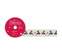 Create Christmas Cotton Christmas Ribbon, Reindeer, Multicoloured, 3m, The Ideal Christmas Ribbon for Card Making, Scrapbook Supplies, Christmas Tree Decorations and Festive Bows