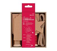 Create Christmas Craft Gift Tag Kit, Natural, Gifts, Crafts, Presents, Name Tags, Kraft, Tie On Brown Jute Ribbon Twine, Place Cards, Favours