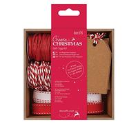 Create Christmas Craft Gift Tag Kit, Red, Gifts, Crafts, Presents, Name Tags, Kraft, Tie On Brown Jute Ribbon Twine, Place Cards, Favours