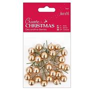 Create Christmas Decorative Berries 24 Pack, Gold, Craft, Embellishment, Handmade Cards, Crafting Accessories, Mini Decorations, Festive Craft Making Supplies