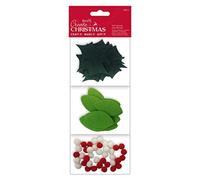 Create Christmas Felt Leaves, Decorative Berries 80 Pieces, Craft, Embellishment, Handmade Cards, Crafting Accessories, Mini Decorations, Festive Craft Making Supplies