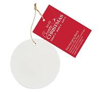 Create Christmas Flat Hanging Blank, Ceramic Bauble, White, Craft Supplies for Home Craft and Craft Projects, Hanging Craft Blanks