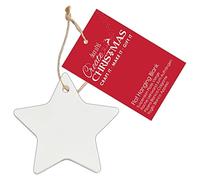 Create Christmas Flat Hanging Blank, Ceramic Star, White, Craft Supplies for Home Craft and Craft Projects, Hanging Craft Blanks