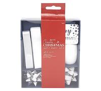 Create Christmas Gift Bows Kit Silver & White, Embellish Gift Wrapping With A Bow, Ribbon, And Curling Ribbon, Finish Off With A Bow For Your Hamper Box with Cellophane or Wicker Basket Gift