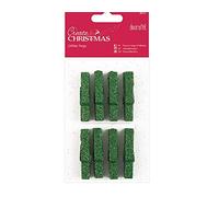 Create Christmas Glitter Pegs, Green, Pack of 8, Craft Supplies for Home Christmas Craft and Craft Projects, Ideal for Festive Crafts for Kids and Adults