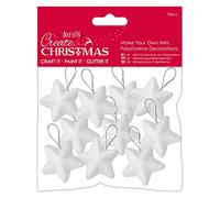 Create Christmas Make Your Own Mini Polystyrene Decorations 4cm 10 Pieces Stars, For Adult And Kids Christmas Craft Decoration, DIY Art, White