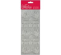 Create Christmas Outline Stickers Gingerbread Houses, Silver, Single Sheet, Christmas Stickers for Kids and Adults, Ideal Labels for Card Making, Craft Projects and Scrapbook Stickers