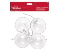 Create Christmas Plastic Clear Fillable Baubles 4 Pieces 8cm, Craft, Decoration, Holidays, Tree Hanging, Seasonal Ornaments