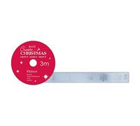 Create Christmas Satin Christmas Ribbon, Let It Snow, Silver, 3m, The Ideal Christmas Ribbon for Card Making, Scrapbook Supplies, Christmas Tree Decorations and Festive Bows