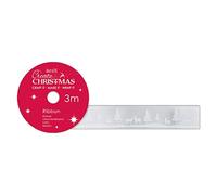 Create Christmas Satin Christmas Ribbon, Snow Scene, Silver, 3m, The Ideal Christmas Ribbon for Card Making, Scrapbook Supplies, Christmas Tree Decorations and Festive Bows