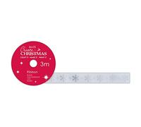 Create Christmas Satin Christmas Ribbon, Snowflake, Silver, 3m, The Ideal Christmas Ribbon for Card Making, Scrapbook Supplies, Christmas Tree Decorations and Festive Bows