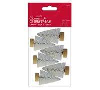 Create Christmas Small Mini Trees, White, 6 Pack, Craft, Embellishment, Handmade Cards, Crafting Accessories, Mini Decorations, Festive Craft Making Supplies