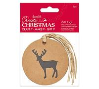 Create Christmas Stag Silhouette Kraft Gift Tag, Cream, One Size