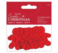 Create Christmas Wooden Shapes, Gingerbread Men, Red, Pack of 12, Suitable for Home, Wood Paint, Wooden Toys and Card Craft, Ideal for Christmas Decorations and Card Making Supplies