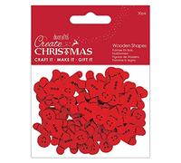 Create Christmas Wooden Shapes, Mini Gingerbread Men, Red, Pack of 30, Suitable for Home, Wood Paint, Wooden Toys and Card Craft, Ideal for Christmas Decorations and Card Making Supplies