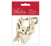 Create Christmas Wooden Shapes, Stag Heads, Natural Brown 9 Pieces, Suitable for Home, Wood Paint, Wooden Toys and Card Craft, Ideal for Christmas Decorations and Card Making Supplies