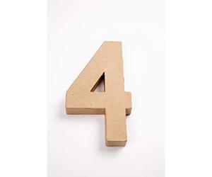 Create Crafts 26632 20 cm 1-Piece Papier Mache Number 4, Beige