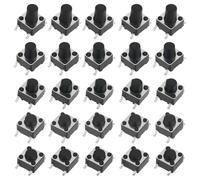 Create idea 100Pcs SMT SMD Momentary PCB Tactile Switch Set 4-Pin Touch Button Plug in Switches Black Cap Tact Button Switches 6x6x4.3/5/6/7/8mm