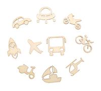 Create idea 100PCS Transportation-Themed Wooden Pieces Rocket Plane Bicycle Wood Chips Decorative Wooden Slices Embellishments for DIY Scrapbooking Card Making Crafts
