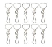 Create idea 10pcs 20mm Metal Swivel Snap Hooks D Ring Detachable Swivel Claw Clasp Gate Snap for Purse Making Keychain Bag Belts Straps Silver