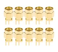 Create idea 10Pcs 4Pin SMA Male Plug Connetor 1.7x4.2mm PCB Panel Edge Mount Plug 50ohm for Antenna Broadcast Radio