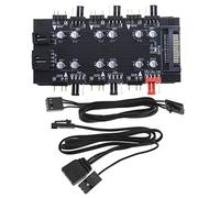 Create Idea 12V 4Pin PWM & 5V 3Pin ARGB Hub with SATA 15Pin Power 2-in-1 6 Way Sync CPU Cooling Fan RGB Hub Lighting PCB Splitter for Extended Motherboard Interface