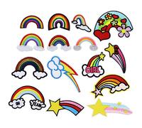 Create idea 15 Pieces Rainbow Patches Rainbow Star Pattern Iron-On Decorative Appliques Cartoon Patches for Clothing Decoration DIY Crafts