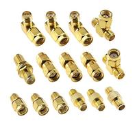 Create idea 15Pcs RF Coaxial Connector Kit, SMA and RP SMA Brass Assorted Plug Adapter - Right Angle, Straight, Three-Way Type