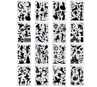 Create idea 16Pcs Silhouette Template Reusable Painting On Wood Template DIY Drawing Spraying Painting Stencils DIY Tools for Clothing Hand-Painted Patterns Greeting Cards