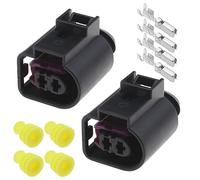 Create idea 2 Sets 2 Hole Housing Socket with Terminals Rubber Seals 4D0971992 Compatible with VW Golf Compatible with Audi A3 A4 A6 Q5 Horn Connector Plug
