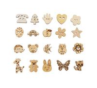 Create idea 200Pcs Wooden Buttons Cartoon Animals Shape Buttons Decorative Buttons Cute Wood Buttons with Different Shape Accessories for DIY Making Sewing Knitting