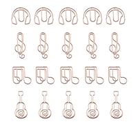Create idea 20PCS Music Themed Paper Clips Treble Clef Musical Note Headphone Guitar Shape Metal Creative Paper Clips School Office Supplies Rose Gold
