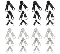Create idea 24pcs Number 3, 5, 8 Double Sided Metal Coil Zipper Head Replacement Reversible Zipper for Outdoor Tent Nylon Roll Clothes Zipper Black and Silver