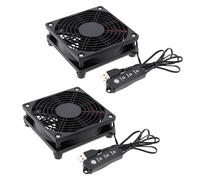 Create idea 2pcs 120mm PC Router Fan with 3 Speed Controller for Router Modem DVR TV Box, 5V USB