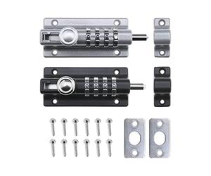 Create idea 2PCS 4 Digit Combination Password Locking Bolt Keyless Sucurity Slide Latch Heavy Duty Sliding Lockable Padbolt with Anti-Tamper Screws for Wooden Gates Black & Silver