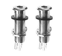 Create idea 2Pcs 6.35mm Stereo Barrel Jack Socket with 4 Pin Guitar Bass 1/4" Barrel Jack Cylinder Input Output Jacks Guitar Accessories Copper Silver