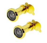 Create idea 2pcs Door Viewer Peephole Barrel Diameter 16mm for Thickness 35mm to 55mm Doors 220° Wide Angle Spy Hole with Privacy Cover for Home Office Hotel Gold