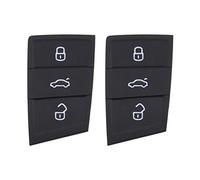 Create idea 2x 3-Button Car Remote Key Fob Replacement Button Pads Black Rubber Keypad for Lock Unlock Trunk Compatible with Polo Golf 7
