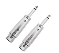 Create idea 2x 3-Pin XLR to 1/4 Adapters, 3 Pins XLR Female to 6.35mm Male Mono Plug Socket Conversion Connector for Microphone Audio Silver