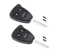 Create idea 3-button Car Key Fob Case Replacement Housing Shell Compatible with Chrysler 300C Dodge Jeep with Uncut Key Blade 2Pcs