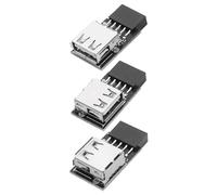 Create idea 3pcs 9 Pin Front Panel Header USB 9 Pin to Type A Adapter USB 2.0 Upward Left Right Comaptible with Mac Compatible with WINXP/7/8/10/11 System