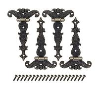 Create idea 4PCS Bronze Antique Hinges Retro Carved Hinges Wooden Furniture Decoration Metal Gate Hardware for Vintage Wooden Box Cabinet Drawer Jewellery Storage Box