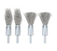 Create idea 4PCS De-Carb Brush Set 16x6mm Pointed and Flat Tip Stainless Steel Wire Brushes 0.3mm Wire for Carbon Deposit and Rust Removal
