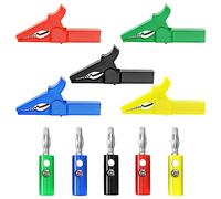 Create idea 5 Sets Alligator Clips with 4mm Banana Plugs 220V 30A Insulated Full Protective Crocodile Clips Electrical Test Clips for Multimeter and Clamp Meters Test