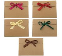 Create idea 50pcs Envelopes with Ribbon Kraft Paper Bow Envelope for Gift Cards, Thanksgiving Envelopes, Party Invitations, Greeting Cards Brown