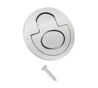 Create idea 51mm Heavy Duty Round Boat Hatch Handle Stainless Steel Spring Retracting Drop-in Pull Ring with Screw for Cabinet Locker Marine Yacht Boat