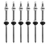 Create idea 6Pcs Hanger Bolt 304 Stainless Steel Solar Mounting Hanger Bolts Solar Panel Accessories Kit for Fence Pergola Construction Play Equipment M10x200mm