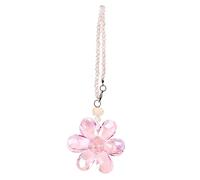 Create idea Pink Flower Suncatcher Crystal Hanging Ornament Car Rear View Mirror Pendant Automotive Interior Charm Decoration Accessories 15cm/5.9 Inch Length