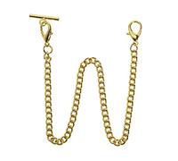 Create Idea Pocket Watch Albert Vest Chain With T Bar & Lobster Clasps - 14 Inch Classic Metal Chain Link & Stand - Single Link Vest Belt Gold
